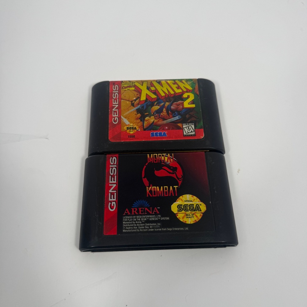 Sega Genesis Game Lot X-Men 2 & Mortal Kombat II Authentic Untested